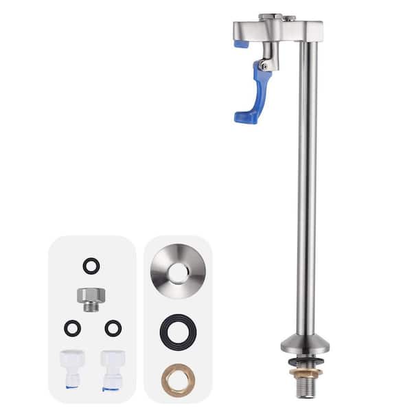 14 in. Deck Mounted Glass Filler Faucet, Push-Back Glass Filling Station with 1/2 in. Male Inlet in Brushed Nickel