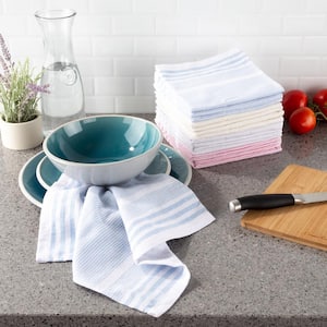 Multi-Color Farmhouse Stripe Weave Cotton Kitchen Dish Cloth Set (16-Pieces)