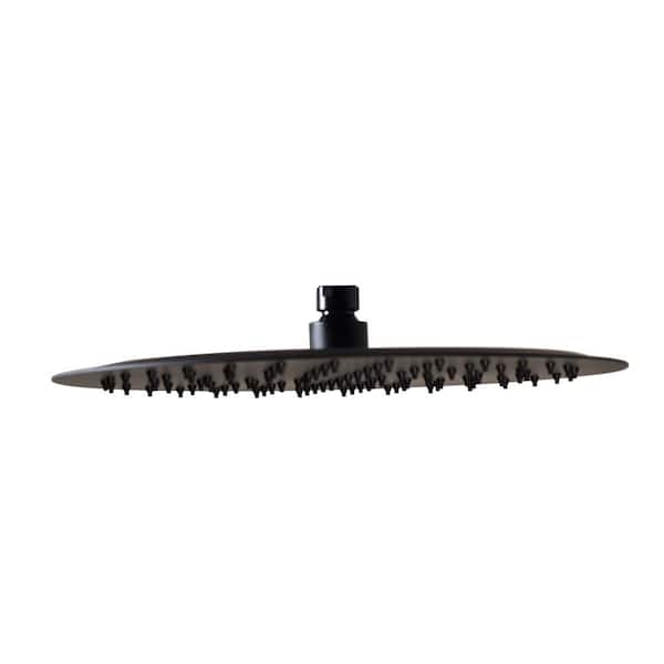 Westbrass 12 in. Round Thin High Pressure Rainfall Shower Head, Matte Black