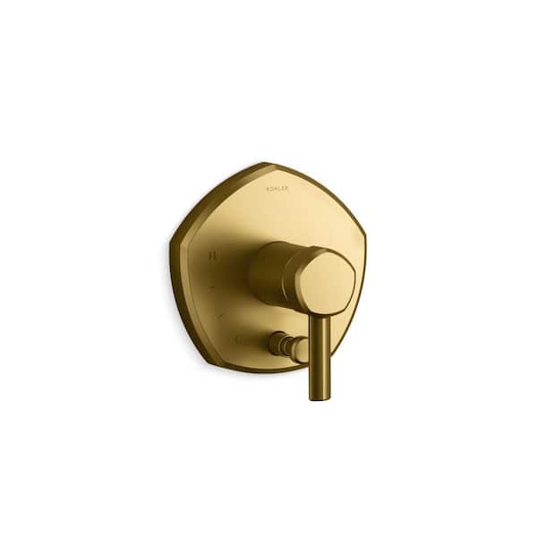 KOHLER Occasion Lever 1-Handle Tub and Shower Faucet Trim in Vibrant Brushed Moderne Brass with Pressure-balancing Technology