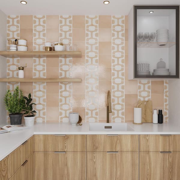 Cadence 8 in. x 8 in. Glossy Faded Terracotta Porcelain Zellige Square Tile (12.49 sq ft/case)-29 Pack