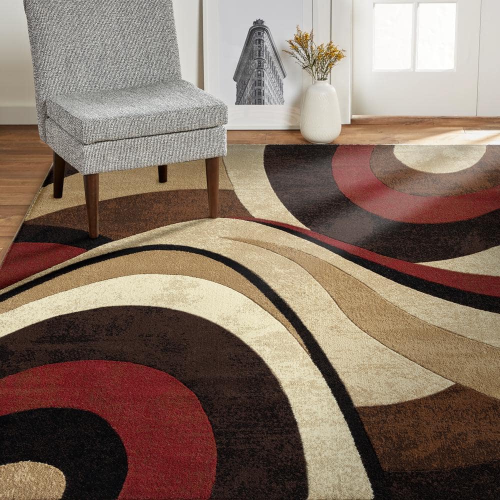 Home Dynamix Mason Contemporary Geometric Area Rug, Brown/Red, 7'10"x10'6"