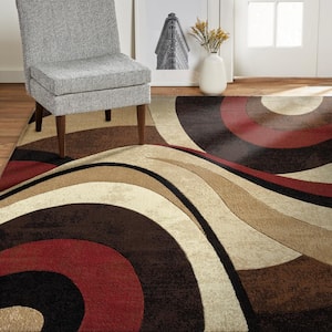 Tribeca Mason Brown/Red 5 ft. x 7 ft. Geometric Area Rug