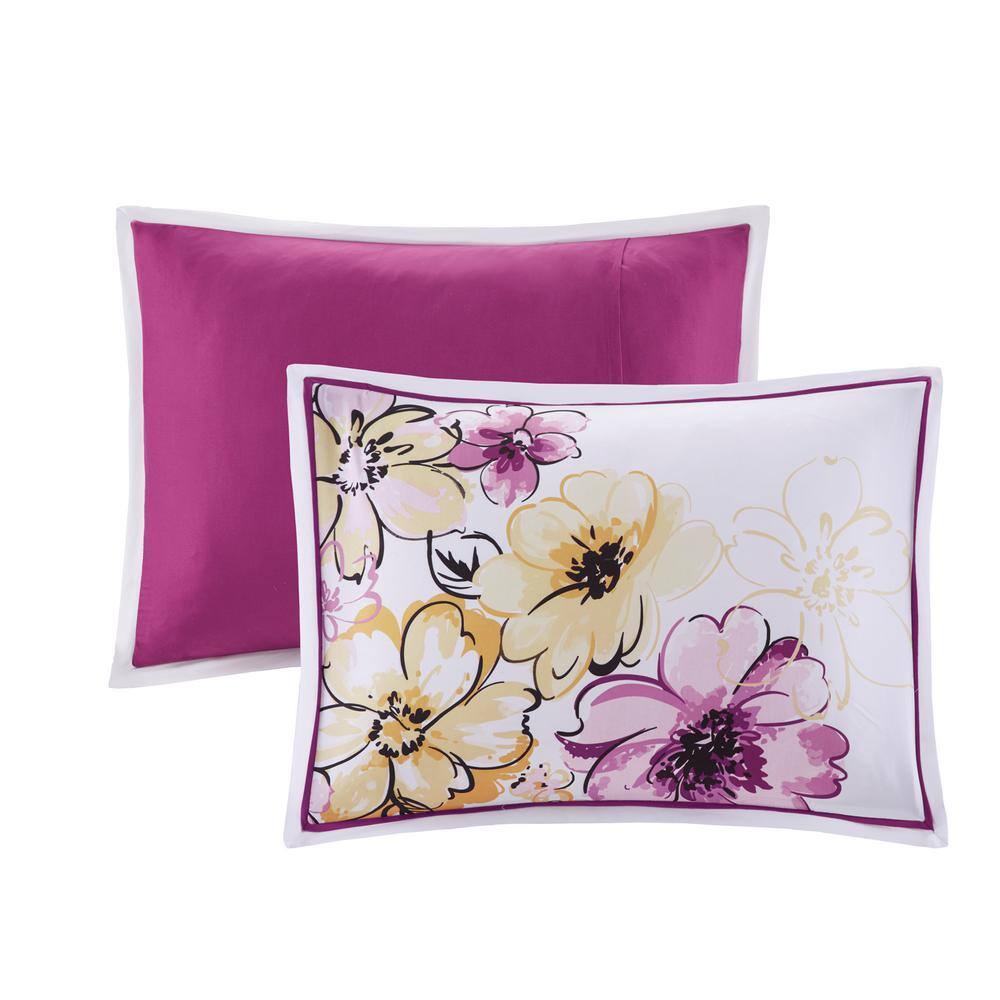 Full Blue Microfiber Down Alternative Floral Comforter Set
