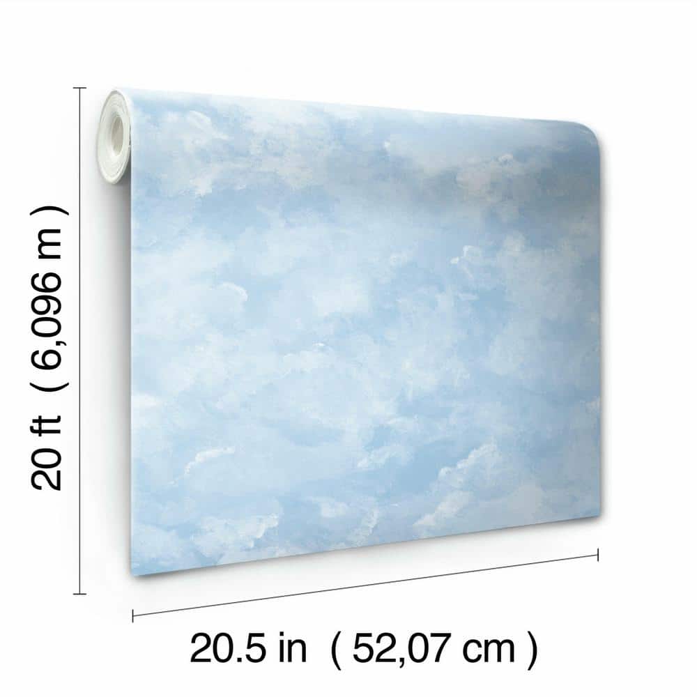 Blue Atrium Clouds Peel and Stick Wallpaper Roll