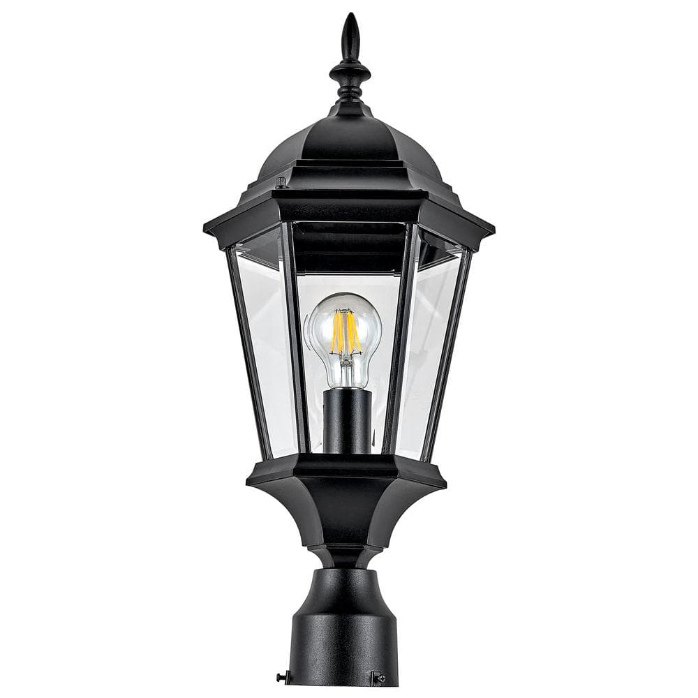 Oak Creek Black Aluminum Outdoor Light with Clear Glass Panels