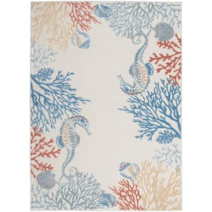 Seaside Ivory/Multi 5 ft. x 7 ft. Nature-Inspired Contemporary Area Rug