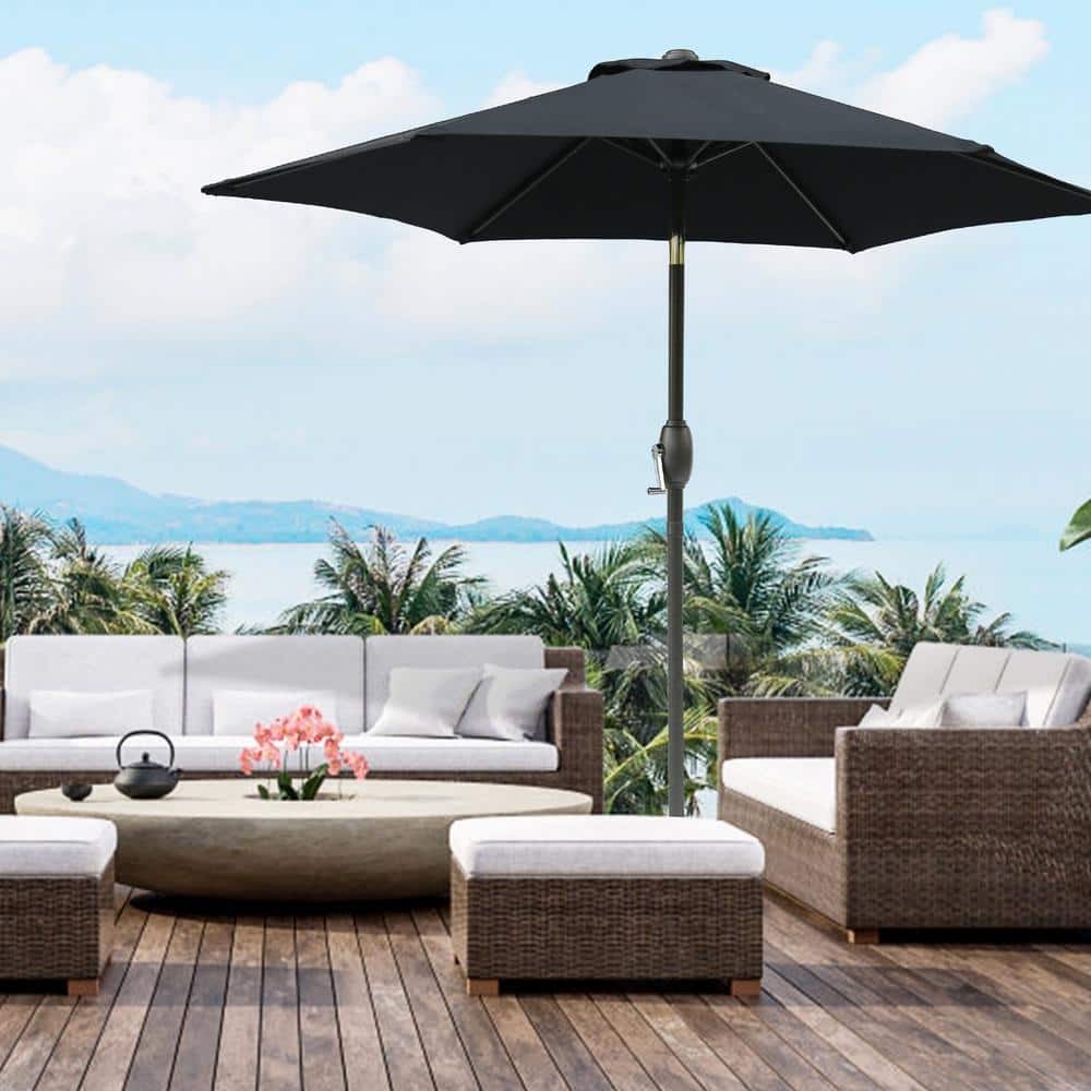 7.5 ft. Aluminum Outdoor Market Umbrella, Sun Shade with 6-Ribs Umbrella Cr