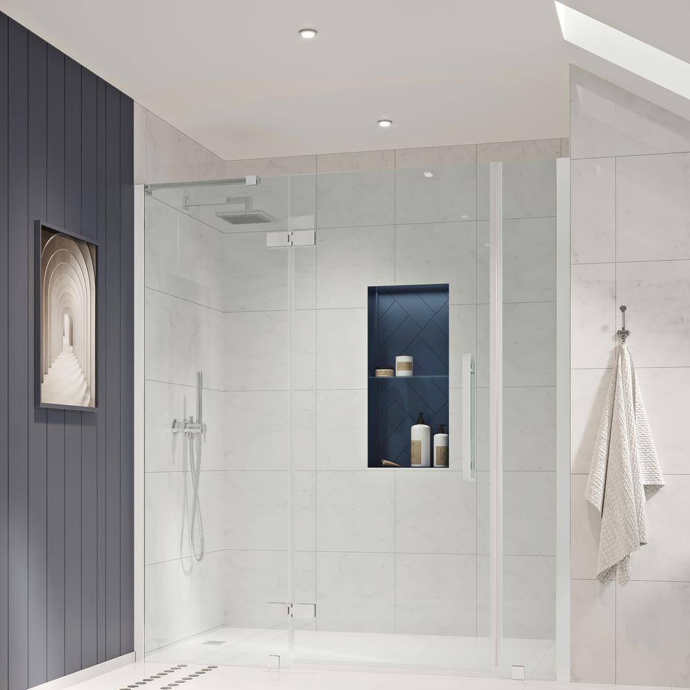 Tampa 60'' W 72'' H Frameless Chrome Shower Kit