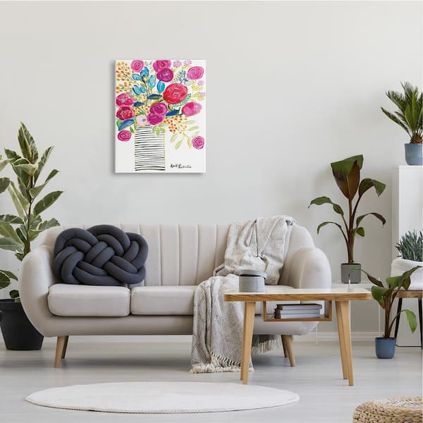 24 in. x 30 in. "Pink and Blue Flower Drawing" by Penny Lane Publishing Canvas Wall Art