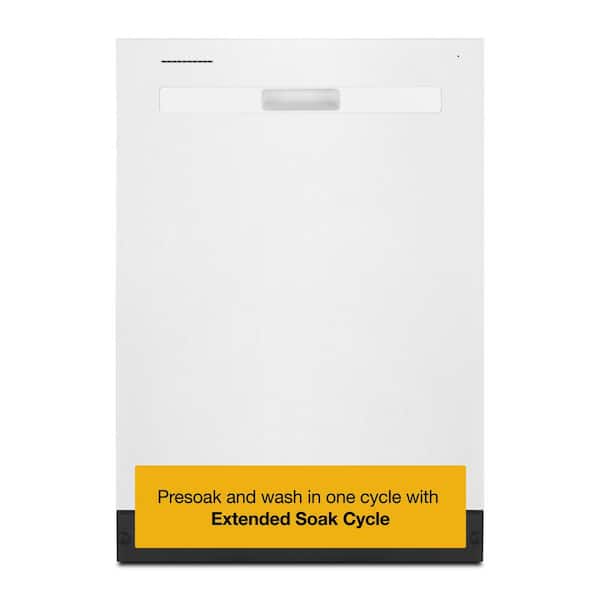 24 in. Top Control Built-In Tall Tub Dishwasher in White with 5-Cycles 55 dBA