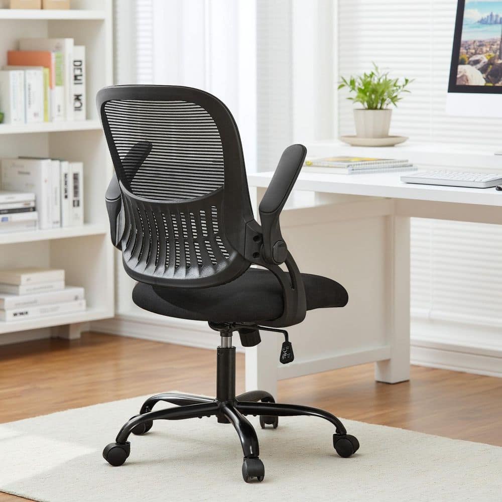 Mesh Adjustable Height Ergonomic Office Chair Mid-Back Swivel Rolling in Dark Black with Flip-up Armrests price history on PriceWatchPro