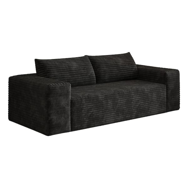 Seafuloy 78.8 in. Straight Arm Corduroy Fabric Rectangular Sofa