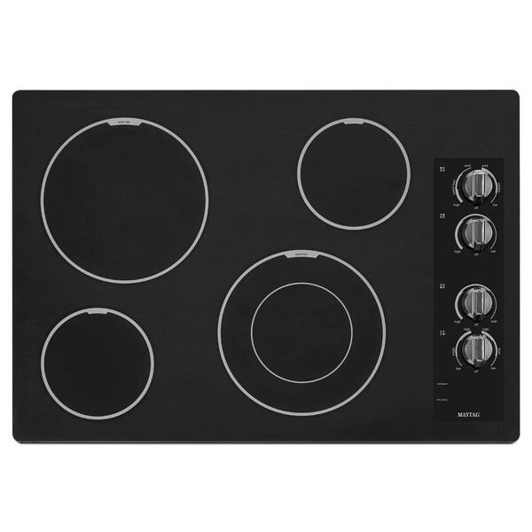 Maytag 30 in. Ceramic Glass Electric Cooktop in Black with 4 Elements including Dual Choice and Speed Heat Elements