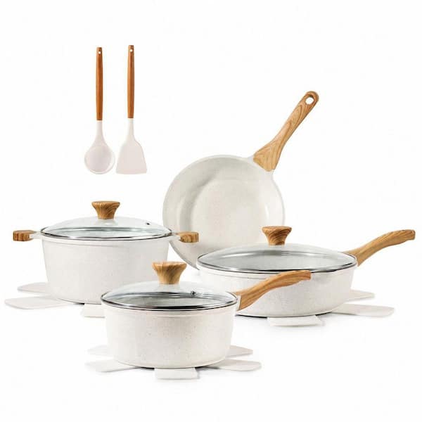 13-Piece White Nonstick Ceramic Cookware Set with Stay-Cool Handles, Induction Compatible, PFAS Free All