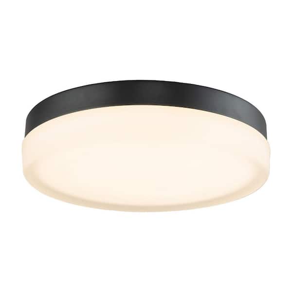Kira Home Fulton 11 in. Black Modern Flush Mount with Frosted Shade