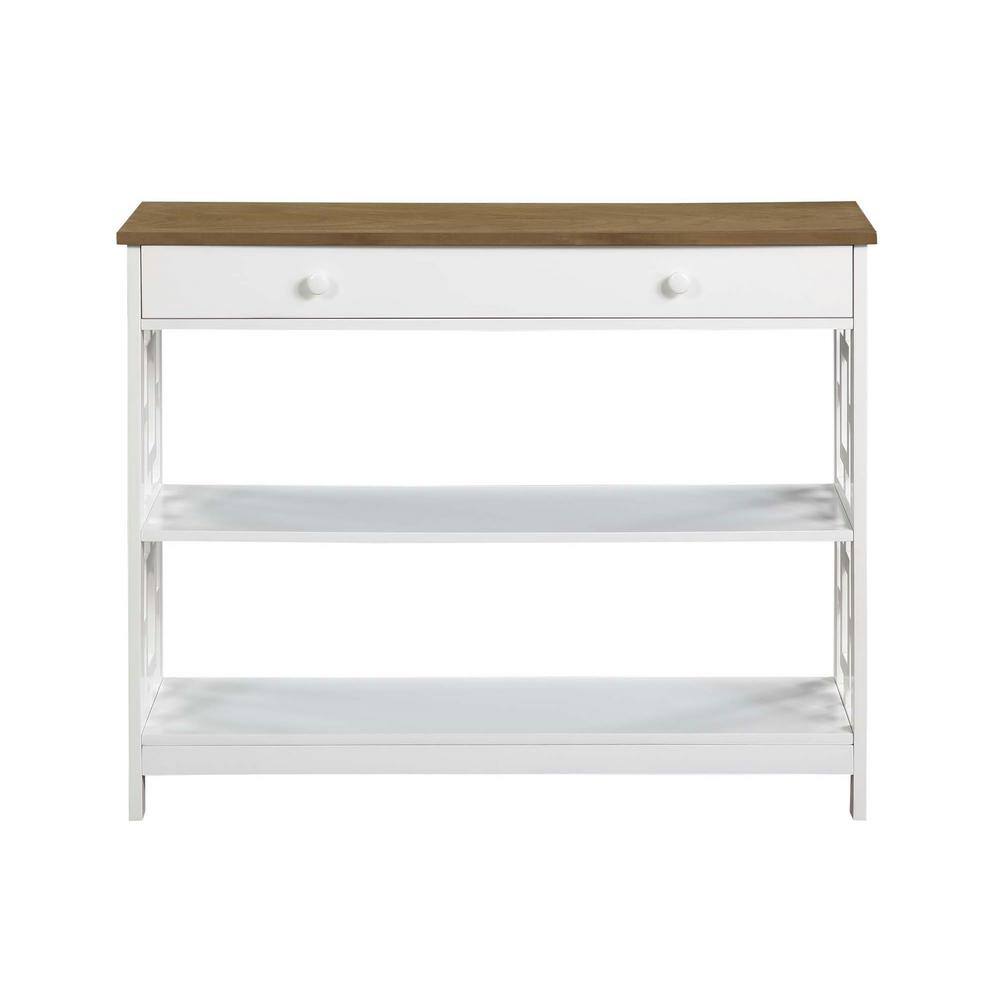 Town Square Chic White/Driftwood Console Table with Storage