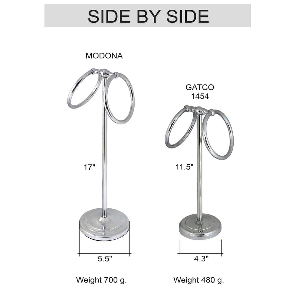 17" Polished Chrome Double Freestanding Hand Towel Ring