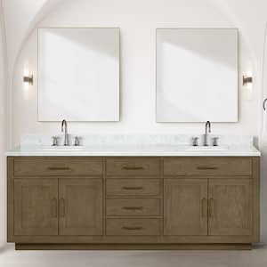 Condor 84 in W x 22 in D Grey Oak Double Bath Vanity and Carrara Marble Top