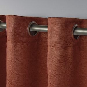 Oxford Mecca Orange Solid Woven Room Darkening Grommet Top Curtain, 52 in. W x 84 in. L (Set of 2)