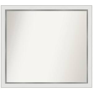 Medium Rectangle Satin White Silver Casual Mirror (28 in. H x 31 in. W)