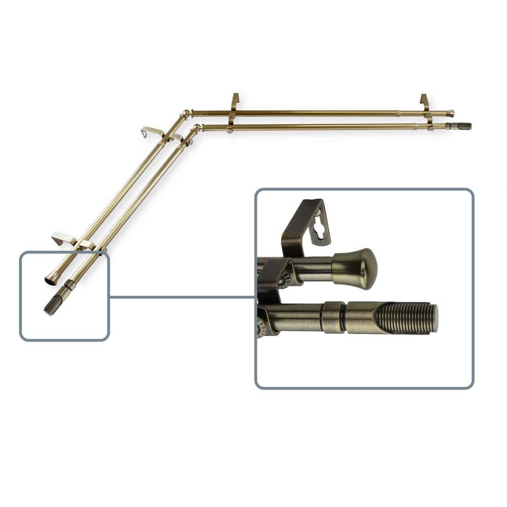 120 in. to 170 in. Adjustable 13/16 in. Corner Window Double Curtain Rod in
