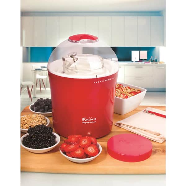 stainless steel yogurt maker with 1 quart glass jar