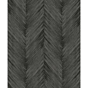 Graphite Otto Chevron Unpasted Paper Nonwoven Wallpaper Roll 57.5 sq. ft.