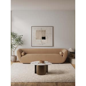 Monica 31.49 in. Modern Gold Round Sintered Stone Top Coffee Table