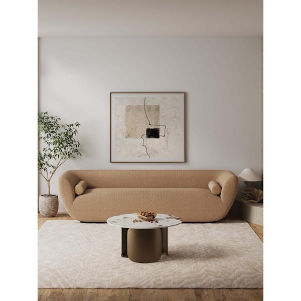 Manhattan Comfort Monica 31.49 in. Modern Gold Round Sintered Stone Top Coffee Table