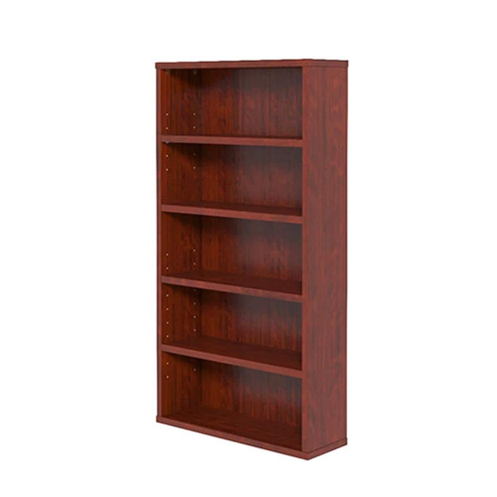 Classic Cherry Engineered Wood 5-Shelf Adjustable Bookcase