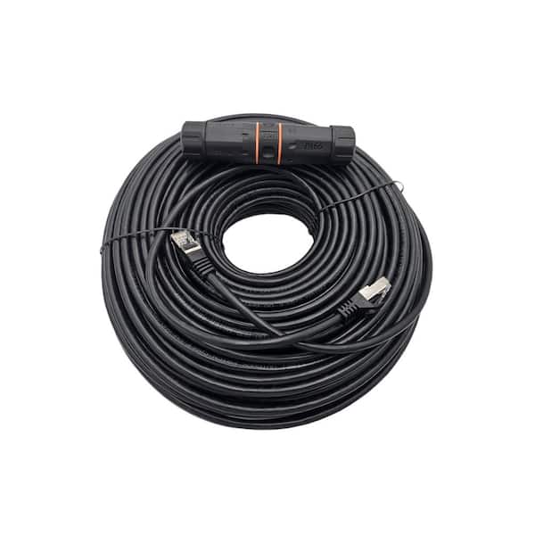 150 ft. Cat 6A Industrial Outdoor-Rated Shielded Ethernet 26 AWG Black-Cable Kit with Waterproof Coupler