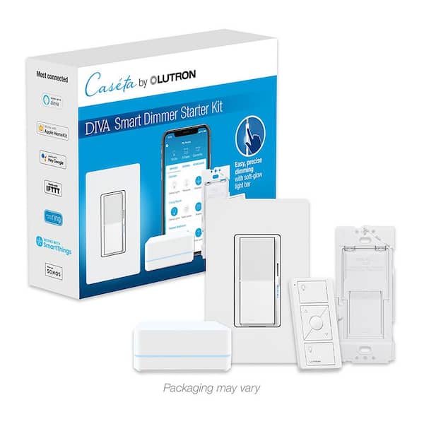 Lutron - Caséta Wireless Smart Lighting Dimmer Switch Starter Kit - White