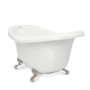 Chelsea 60 in. Acrylic Slipper Clawfoot Bathtub in White with Satin Nickel Imperial Feet
