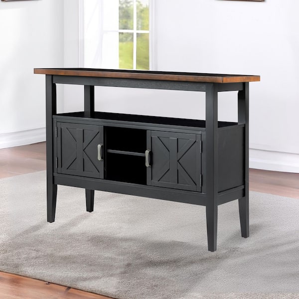 New Classic Furniture Potomac Brown/Black Solid Wood 52 in. Buffet Server