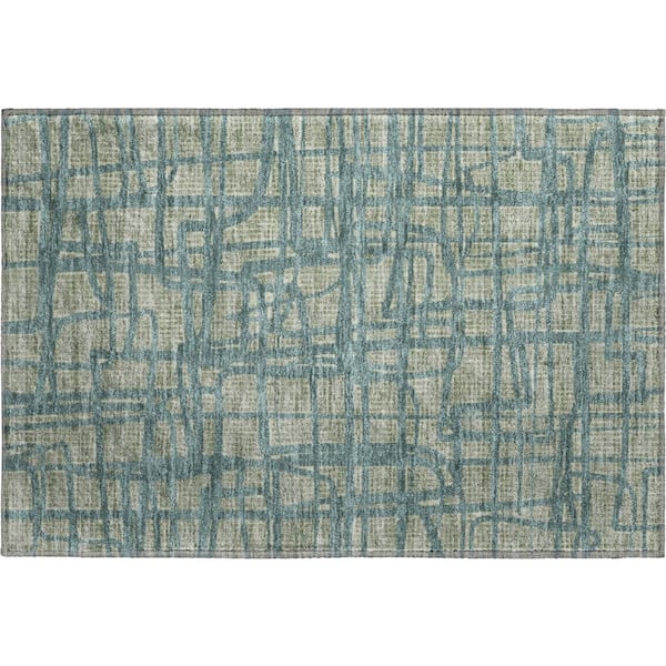 Mayfield Premium Machine Washable Abstract AMF2491 Basil 2 ft. x 3 ft. Accent Rug