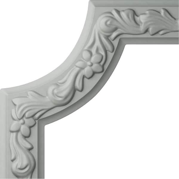 Ekena Millwork 8 in. x 1-7/8 in. x 8 in. Urethane Sussex Floral Panel Moulding Corner (Matches Moulding PML02X00SU)