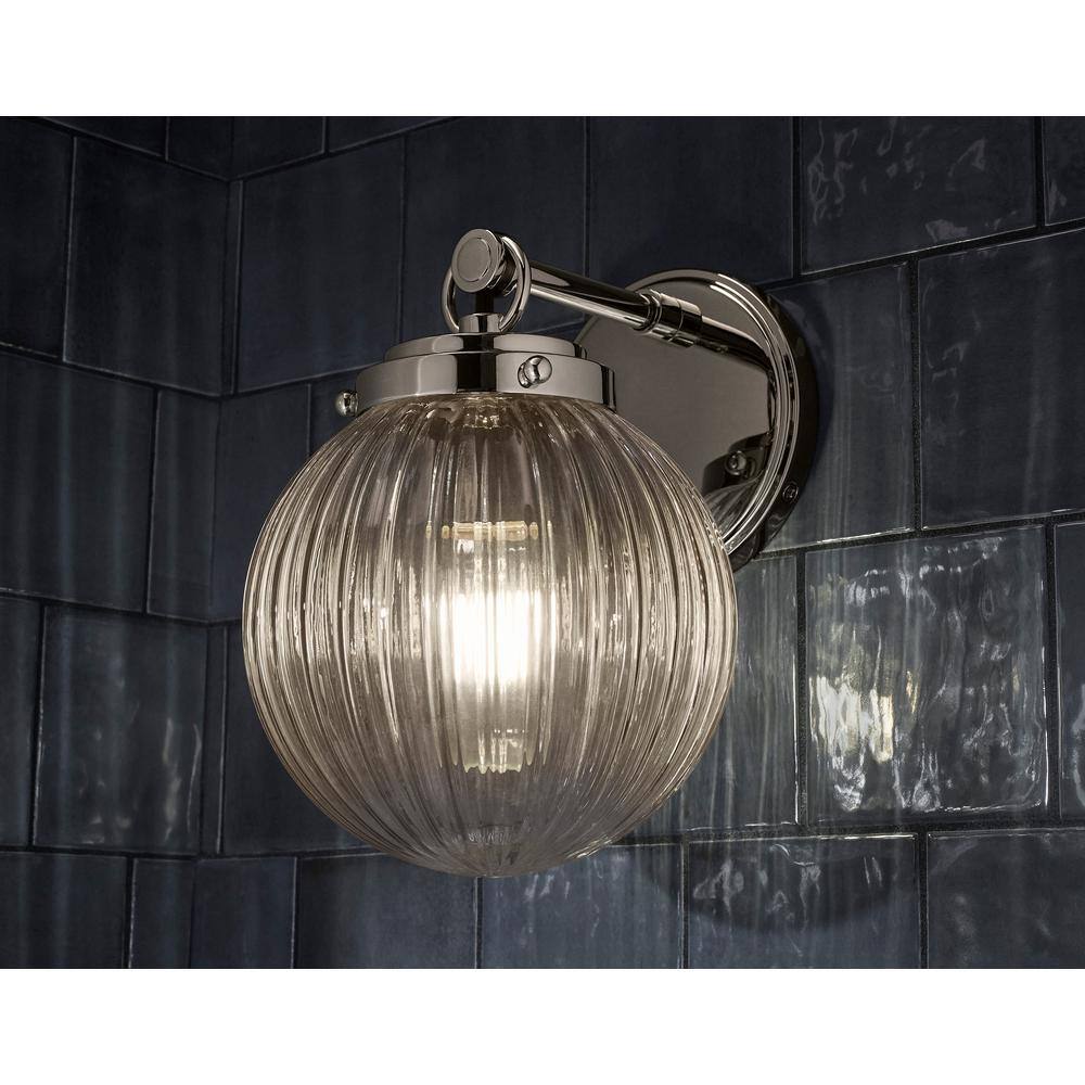Polished Nickel Glass Globe Wall Sconce