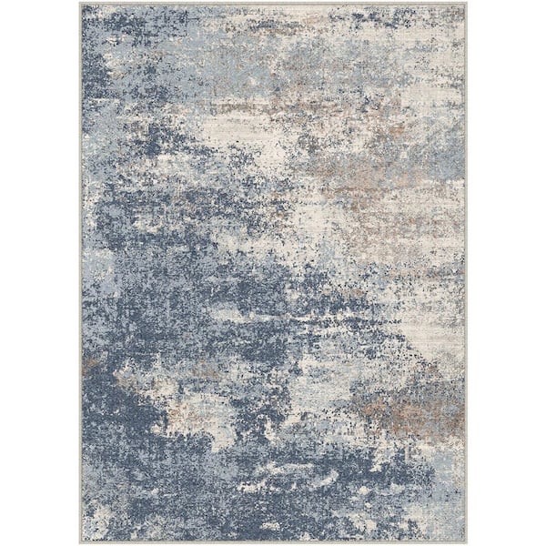 Wish Blue 8 ft. x 10 ft. Washable Modern Abstract Area Rug