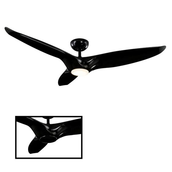 Modern Forms Morpheus III 60 in. 3000K Integrated LED Indoor/Outdoor Gloss Black Smart Ceiling Fan with Bluetooth Remote