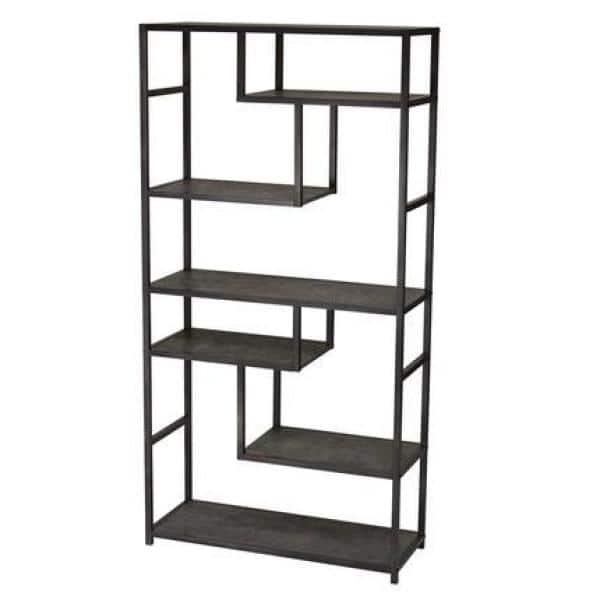 Slate Gray 65" Industrial Metal and Laminate Bookshelf