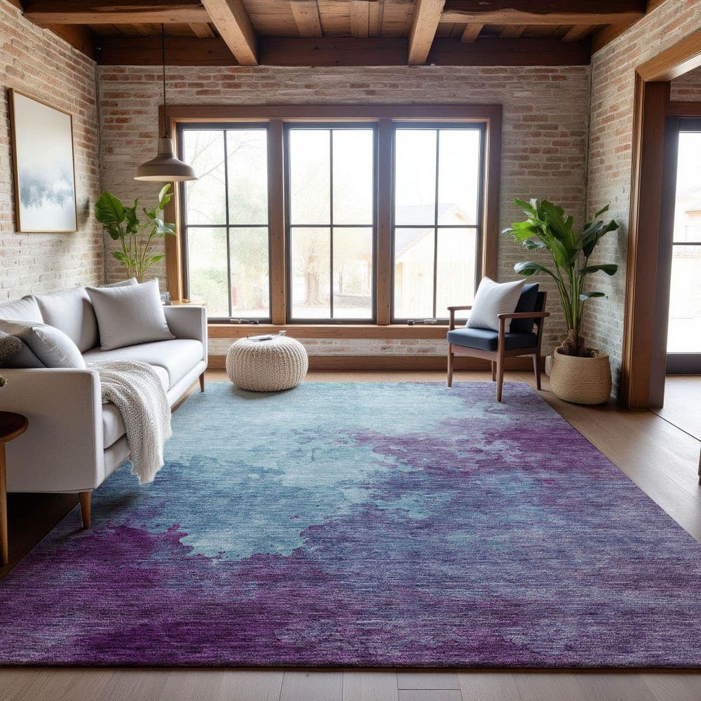Mayfield Premium Machine Washable Abstract AMF1138 Sky 3 ft. x 5 ft. Area Rug price history on PriceWatchPro