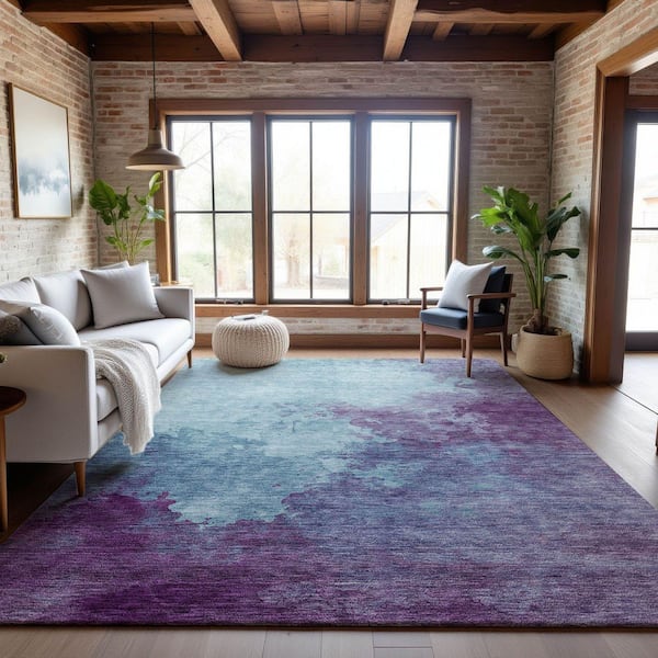 Mayfield Premium Machine Washable Abstract AMF1138 Sky 8 ft. x 10 ft. Area Rug