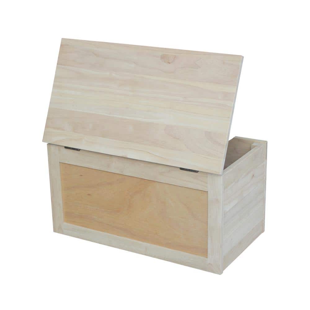 Unfinished Solid Wood Kids Toy Storage Bench 22"