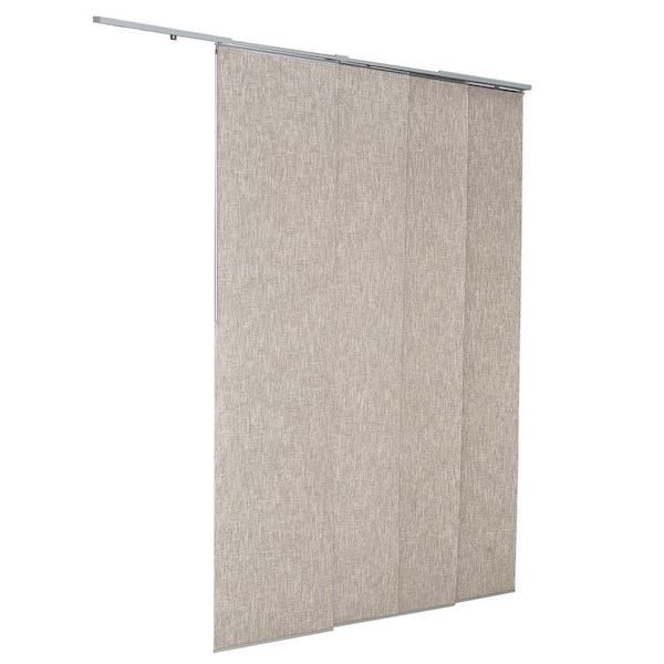 Brown Panel Track Blinds, Blackout Vertical Blinds for Windows, Doors, Divider, Extends 45.8-86 in., Trimmable to 96 in.