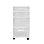 4-Drawer Resin Rolling Storage Cart in White and Clear