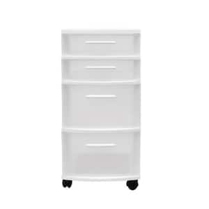 4-Drawer Resin Rolling Storage Cart in White and Clear