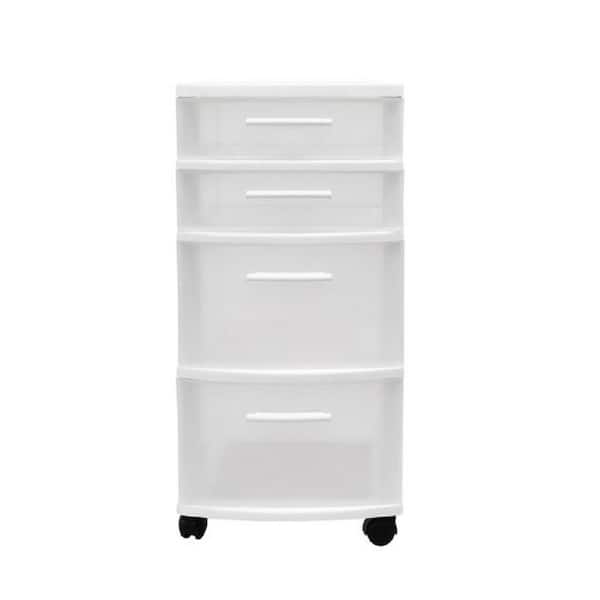 MQ 4-Drawer Resin Rolling Storage Cart in White and Clear