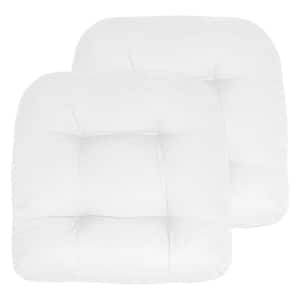 19 in. x 19 in. x 5 in. Solid Tufted Indoor/Outdoor Chair Cushion U-Shaped in White (2-Pack)
