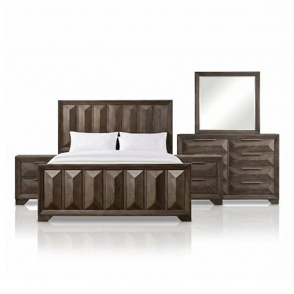 Pinnete 5-Piece Espresso Wood Queen Bedroom Set